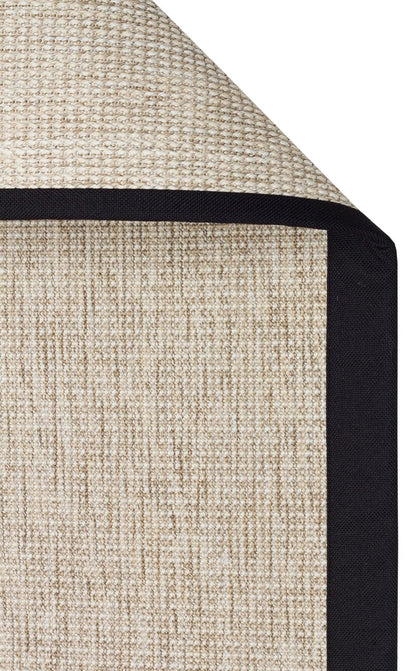 Siyah Kumaş Bordürlü Bej Sisal Halı - El Yapımı, Dayanıklı, Modern Tasarım - ZHR_2703_L.Beige_BRD_Black - HALI VAGONU