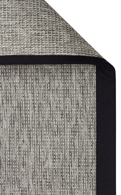Siyah Kumaş Bordürlü Gri Sisal Halı - El Yapımı, Dayanıklı, Modern Tasarım - ZHR_2705_Grey_BRD_Black