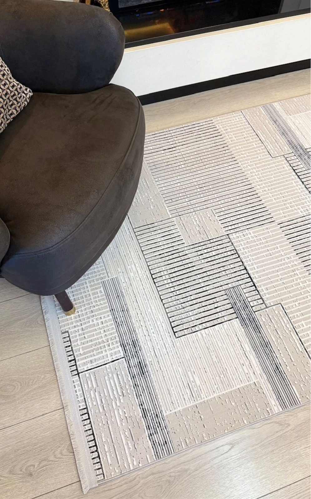 Halı Vagonu Zen Koleksiyonu ZEN06 Gri İnce Yıkanabilir Kaymaz Tabanlı Makine Halısı