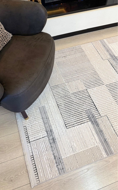 Halı Vagonu Zen Koleksiyonu ZEN06 Gri İnce Yıkanabilir Kaymaz Tabanlı Makine Halısı