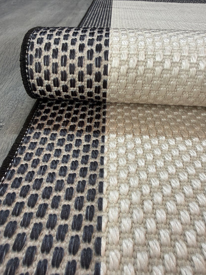 Natura Sisal NTR 11 Siyah Krem Sisal Dokuma Halı - NTR 11