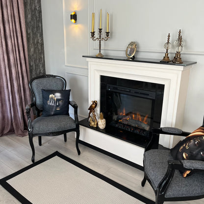 Siyah Kumaş Bordürlü Krem Sisal Halı - El Yapımı, Dayanıklı, Modern Tasarım - HVSB01