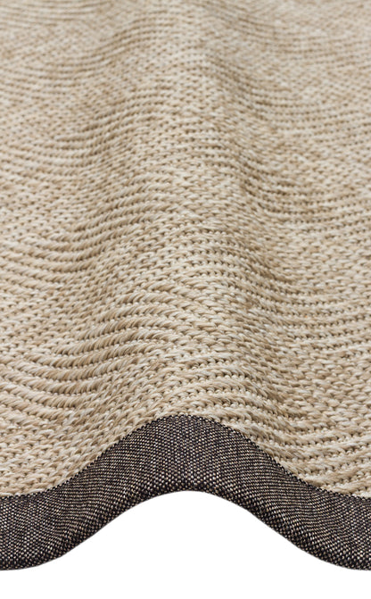 Kahve Kırçıllı Kumaş Bordürlü Balık Sırtı Desenli Bej Sisal Halı - El Yapımı, Dayanıklı, Modern Tasarım - ZHR_2704_L.Beige_BRD_Dark_Mix