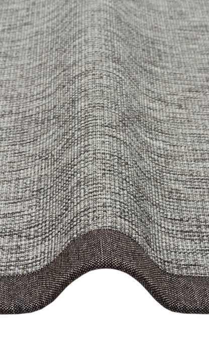 Kırçıllı Gri Kumaş Bordürlü Sisal Halı - El Yapımı, Dayanıklı, Modern Tasarım - ZHR_2705_Grey_BRD_Dark_Mix