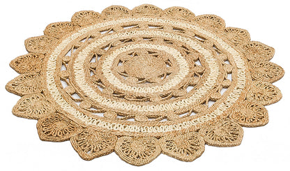 SOLO CA-105 Natural White XW Yuvarlak veya Oval El Dokuma Naturel Jüt Hasır Halı