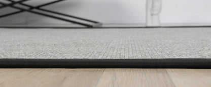 Siyah Gri Çift Renk Kumaş Bordürlü Sisal Halı - El Yapımı, Dayanıklı, Modern Tasarım - HVHB09 - HALI VAGONU