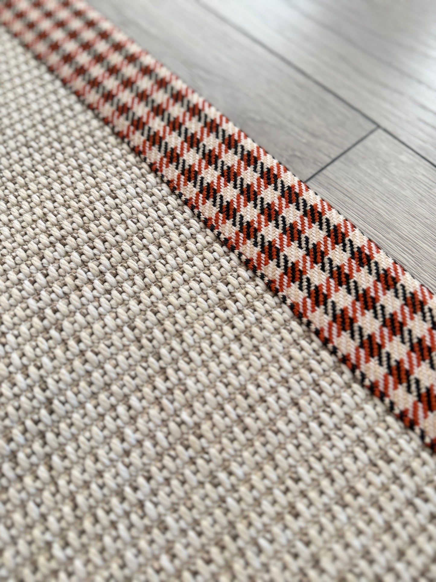 Himalaya 664 Krem Kumaş Bordürlü Sisal Halı - Ayazma06 Bordür - HVHB41