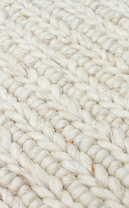 JADE LD 07 L.BEIGE Naturel Kazak Örgü Desenli El Dokuma Örgü Halı