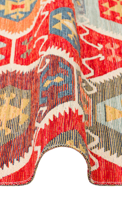 NOMAD 06 RED Yıkanabilir, Çift Taraflı Kullanıma Uygun Yumuşak Tuşeli Otantik Kilim