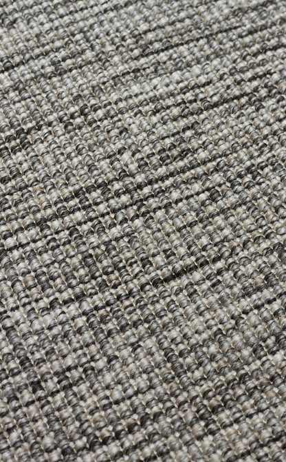 Siyah Kumaş Bordürlü Gri Sisal Halı - El Yapımı, Dayanıklı, Modern Tasarım - ZHR_2705_Grey_BRD_Black