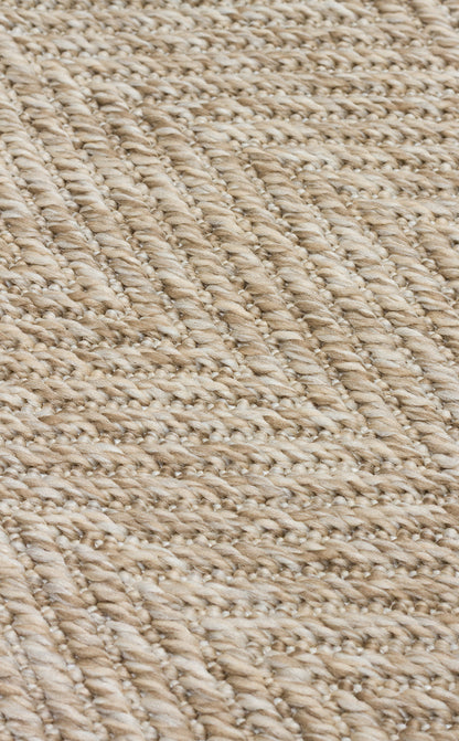Kahve Kırçıllı Kumaş Bordürlü Balık Sırtı Desenli Bej Sisal Halı - El Yapımı, Dayanıklı, Modern Tasarım - ZHR_2704_L.Beige_BRD_Dark_Mix