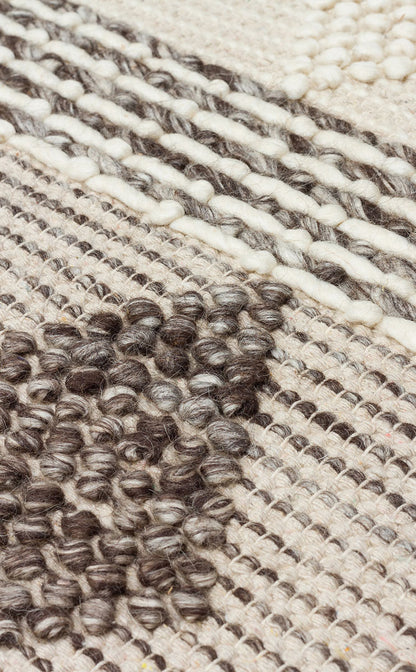 JADE JD 01 GREY Naturel Kazak Örgü Desenli El Dokuma Örgü Halı