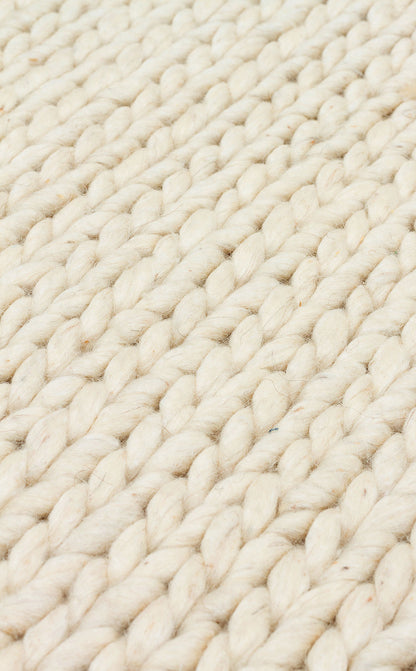 JADE BASKETWEAV CREAM Naturel Kazak Örgü Desenli El Dokuma Örgü Halı