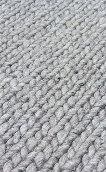JADE BASKETWEAV GREY Naturel Kazak Örgü Desenli El Dokuma Örgü Halı