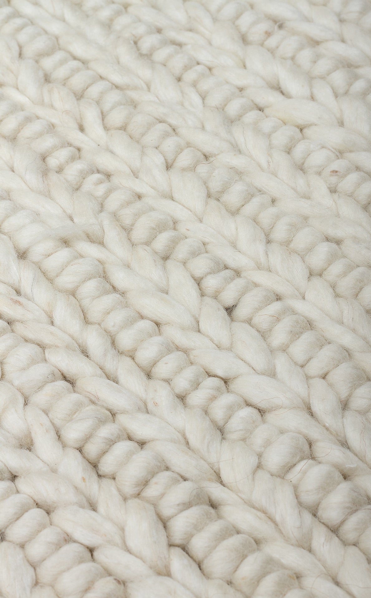 JADE JD 07 WHİTE Naturel Kazak Örgü Desenli El Dokuma Örgü Halı