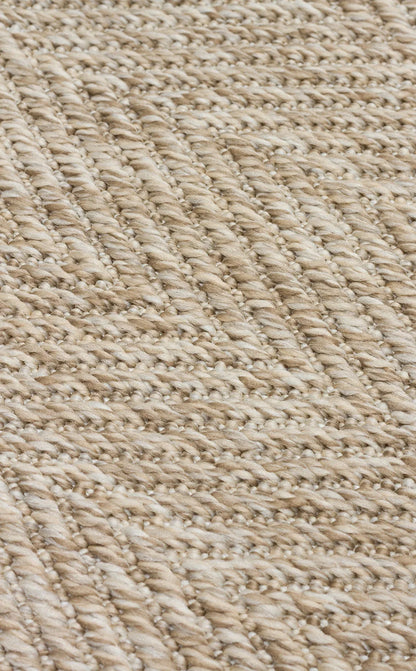 Kahve Kırçıllı Kumaş Bordürlü Balık Sırtı Desenli Bej Sisal Halı - El Yapımı, Dayanıklı, Modern Tasarım - ZHR_2704_L.Beige_BRD_Dark_Mix - HALI VAGONU