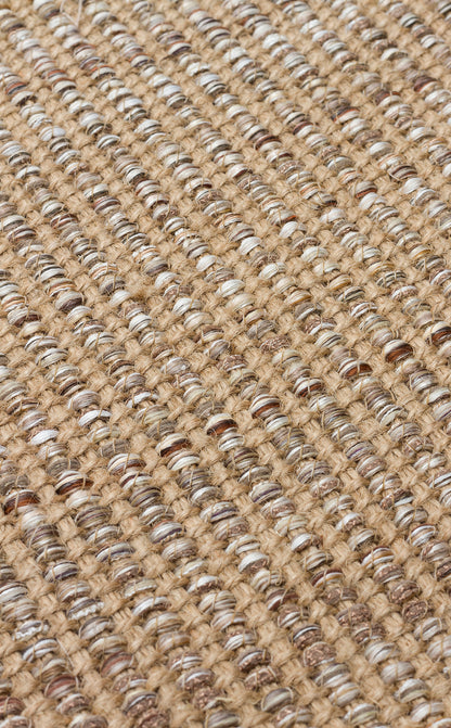 DOHA DH 01 BEIGE Jüt ve Polyester ile Üretilen Çift Taraflı Modern Kilim - Kilimin iki tarafını ve desenini sergileyen bir fotoğraf.