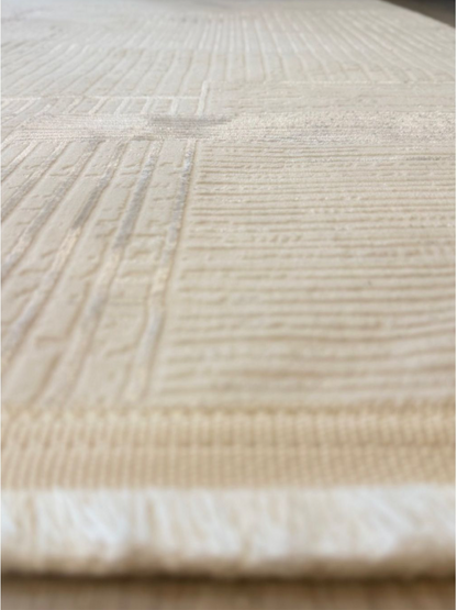 Halı Vagonu Zen Koleksiyonu ZEN01 Beyaz İnce Yıkanabilir Kaymaz Tabanlı Makine Halısı