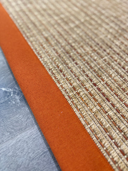 Zahara 01 Naturel Terra  - P64-01 Turuncu Kumaş Bordürlü Sisal Halı - HVZB50