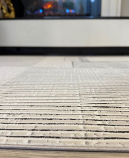 Halı Vagonu Zen Koleksiyonu ZEN06 Gri İnce Yıkanabilir Kaymaz Tabanlı Makine Halısı