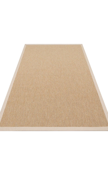 Krem Kumaş Bordürlü Bej Gold Sisal Halı - El Yapımı, Dayanıklı, Modern Tasarım - ZHR_2702_Gold_BRD_Beige - HALI VAGONU