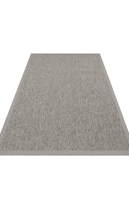 Gri Kumaş Bordürlü Sisal Halı - El Yapımı, Dayanıklı, Modern Tasarım - ZHR_2705_Grey_BRD_Grey