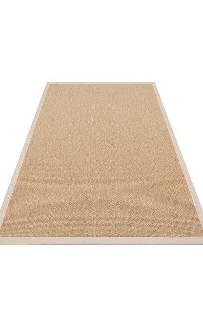 Krem Kumaş Bordürlü Bej Gold Sisal Halı - El Yapımı, Dayanıklı, Modern Tasarım - ZHR_2702_Gold_BRD_Beige