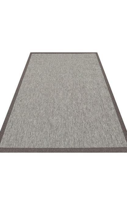 Kırçıllı Gri Kumaş Bordürlü Sisal Halı - El Yapımı, Dayanıklı, Modern Tasarım - ZHR_2705_Grey_BRD_Dark_Mix - HALI VAGONU