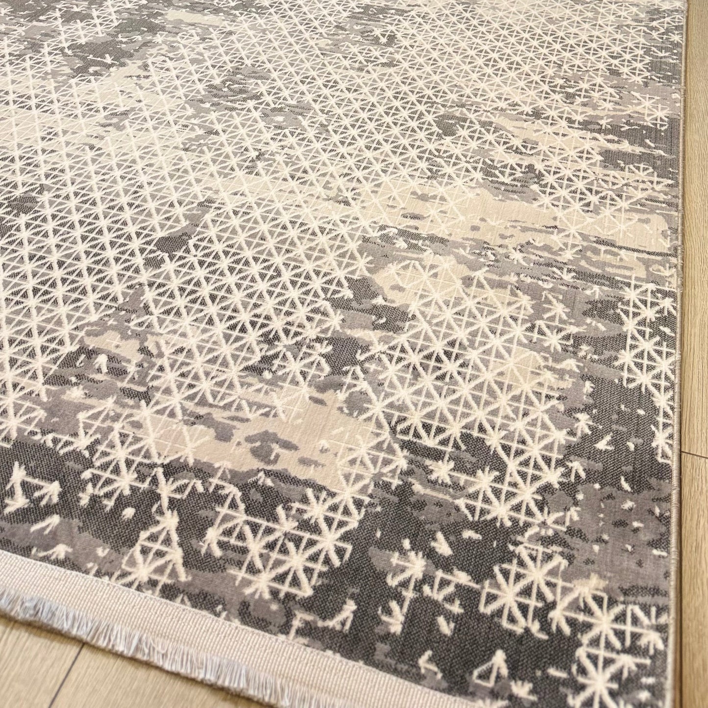 Halı Vagonu Zen Koleksiyonu ZEN08 Gri İnce Yıkanabilir Kaymaz Tabanlı Makine Halısı