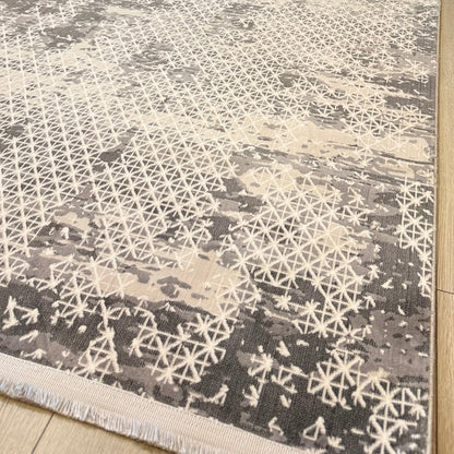 Halı Vagonu Zen Koleksiyonu ZEN08 Gri İnce Yıkanabilir Kaymaz Tabanlı Makine Halısı