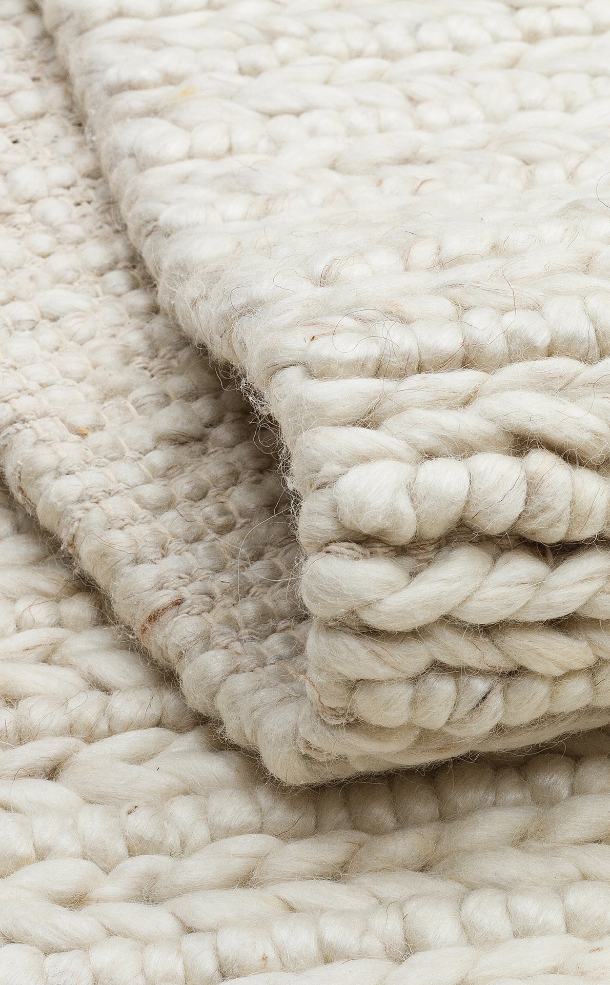 JADE LD 07 L.BEIGE Naturel Kazak Örgü Desenli El Dokuma Örgü Halı