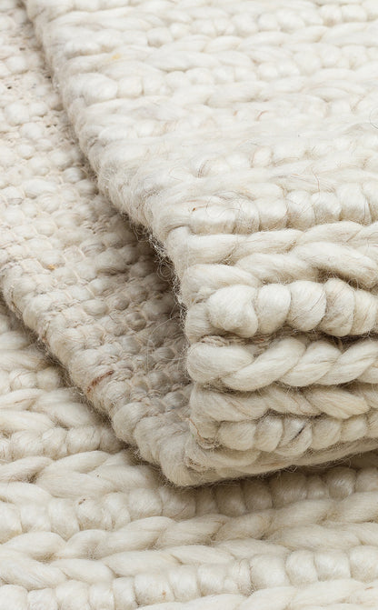 JADE LD 07 L.BEIGE Naturel Kazak Örgü Desenli El Dokuma Örgü Halı