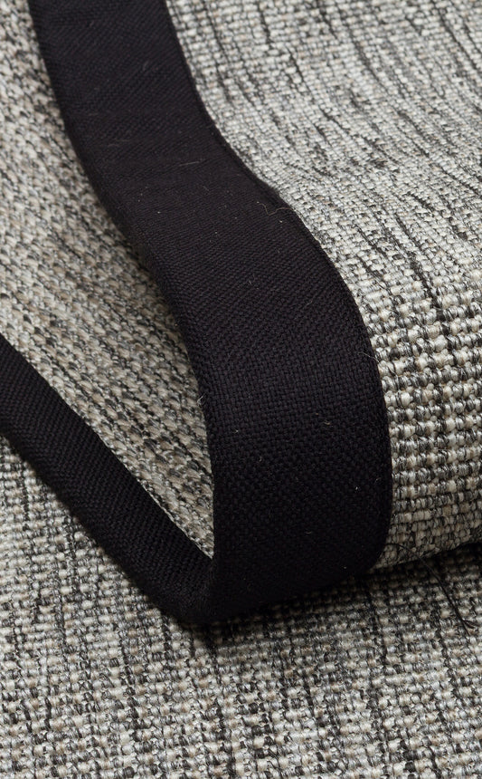 Siyah Kumaş Bordürlü Gri Sisal Halı - El Yapımı, Dayanıklı, Modern Tasarım - ZHR_2705_Grey_BRD_Black