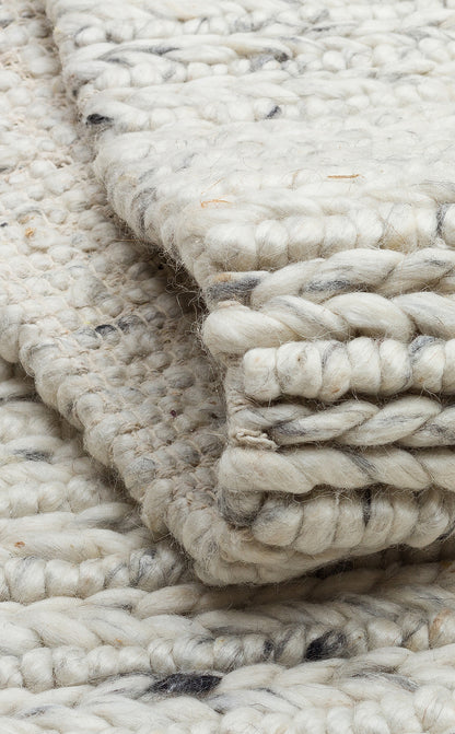 JADE LD 07 L.GREY Naturel Kazak Örgü Desenli El Dokuma Örgü Halı
