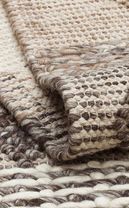 JADE JD 01 GREY Naturel Kazak Örgü Desenli El Dokuma Örgü Halı