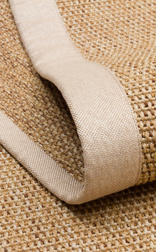 Krem Kumaş Bordürlü Bej Gold Sisal Halı - El Yapımı, Dayanıklı, Modern Tasarım - ZHR_2702_Gold_BRD_Beige