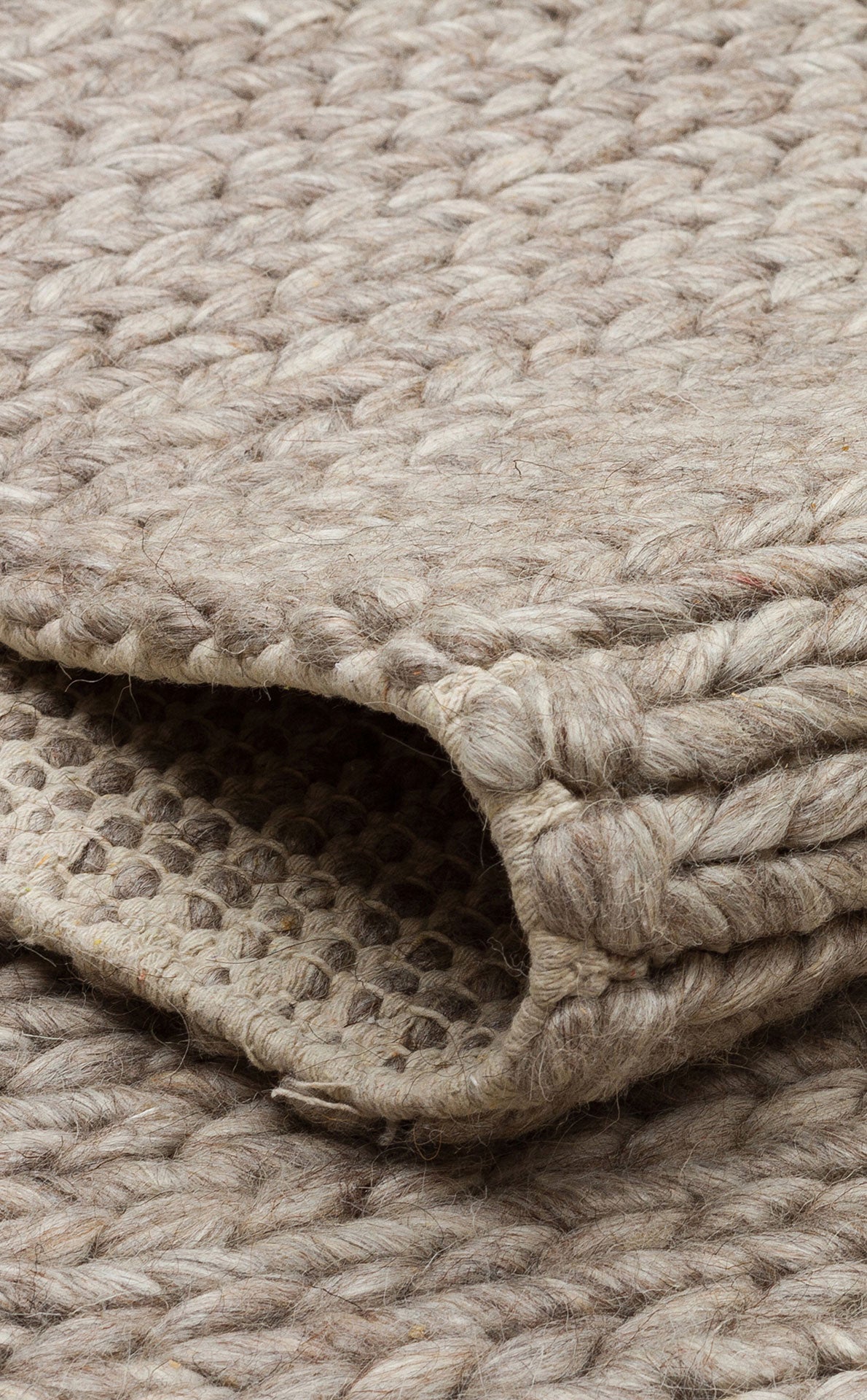 JADE BASKETWEAV BROWN Naturel Kazak Örgü Desenli El Dokuma Örgü Halı