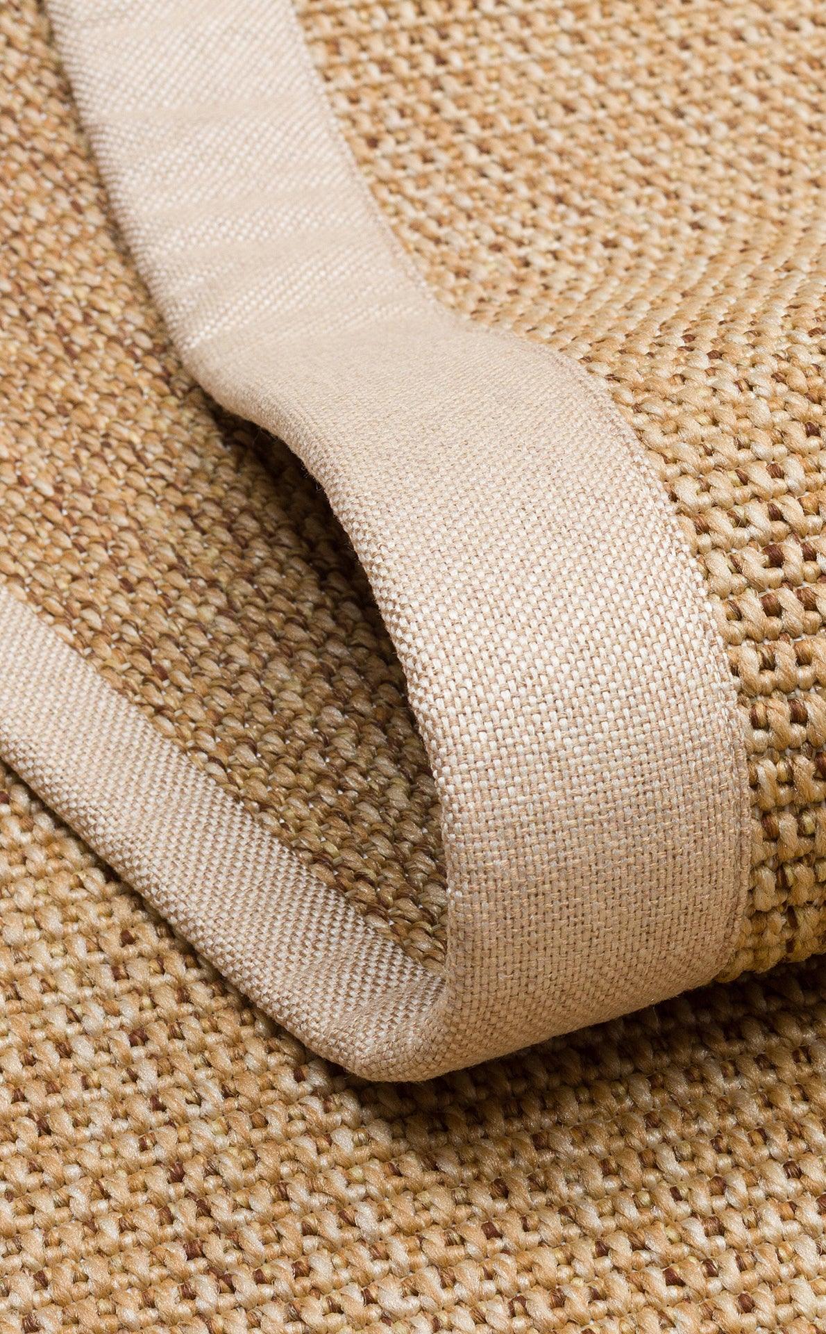 Krem Kumaş Bordürlü Bej Gold Sisal Halı - El Yapımı, Dayanıklı, Modern Tasarım - ZHR_2702_Gold_BRD_Beige - HALI VAGONU