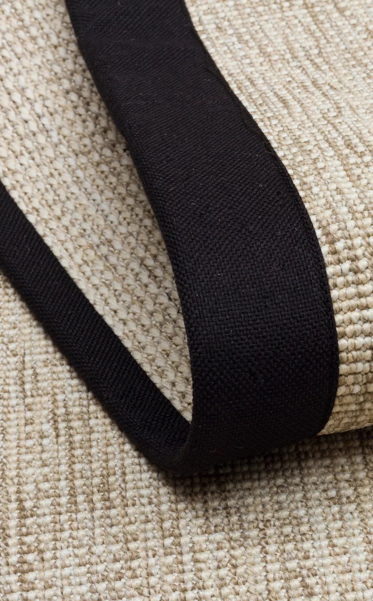 Siyah Kumaş Bordürlü Bej Sisal Halı - El Yapımı, Dayanıklı, Modern Tasarım - ZHR_2703_L.Beige_BRD_Black - HALI VAGONU