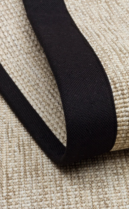 Siyah Kumaş Bordürlü Bej Sisal Halı - El Yapımı, Dayanıklı, Modern Tasarım - ZHR_2703_L.Beige_BRD_Black - HALI VAGONU