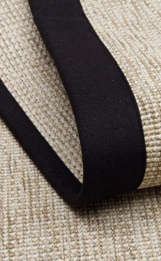 Siyah Kumaş Bordürlü Bej Sisal Halı - El Yapımı, Dayanıklı, Modern Tasarım - ZHR_2703_L.Beige_BRD_Black