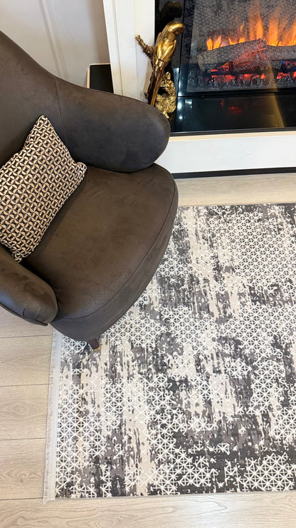 Halı Vagonu Zen Koleksiyonu ZEN08 Gri İnce Yıkanabilir Kaymaz Tabanlı Makine Halısı