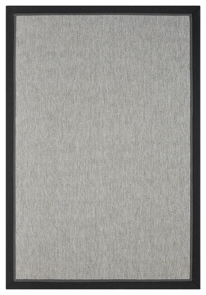 Siyah Gri Çift Renk Kumaş Bordürlü Sisal Halı - El Yapımı, Dayanıklı, Modern Tasarım - HVHB09 - HALI VAGONU