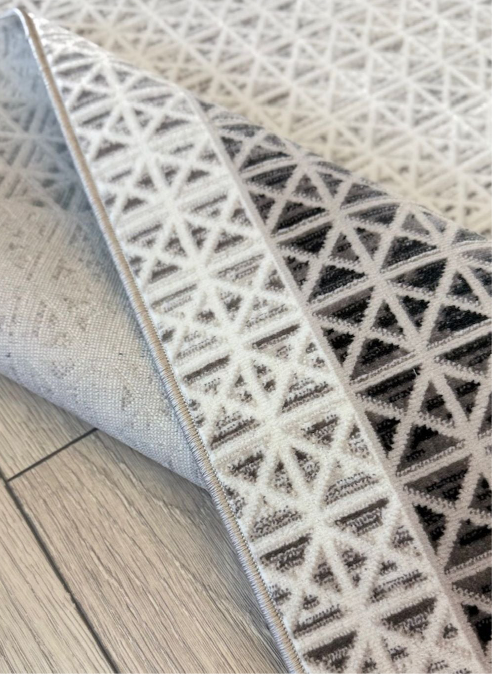 Halı Vagonu Zen Koleksiyonu ZEN03 Gri Beyaz İnce Yıkanabilir Kaymaz Tabanlı Makine Halısı