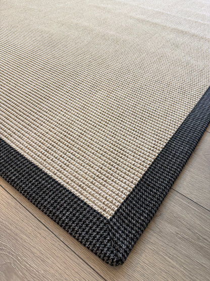 Himalaya Gri Antrasit Ekose Bordürlü 664 Krem Sisal Halı - El Yapımı, Dayanıklı, Modern Tasarım - HVHB27