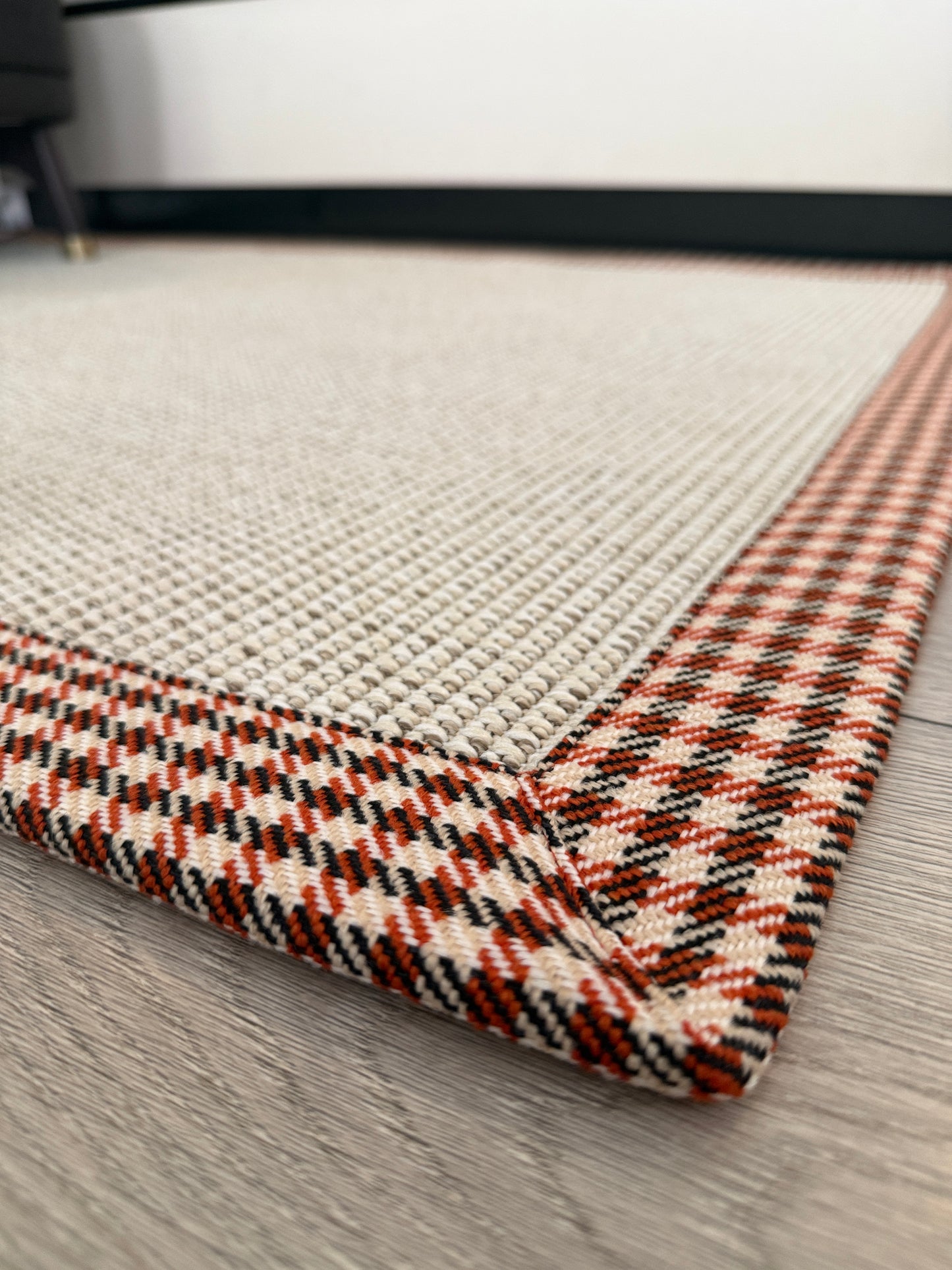 Himalaya 664 Krem Kumaş Bordürlü Sisal Halı - Ayazma06 Bordür - HVHB41