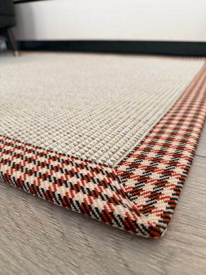 Himalaya 664 Krem Kumaş Bordürlü Sisal Halı - Ayazma06 Bordür - HVHB41
