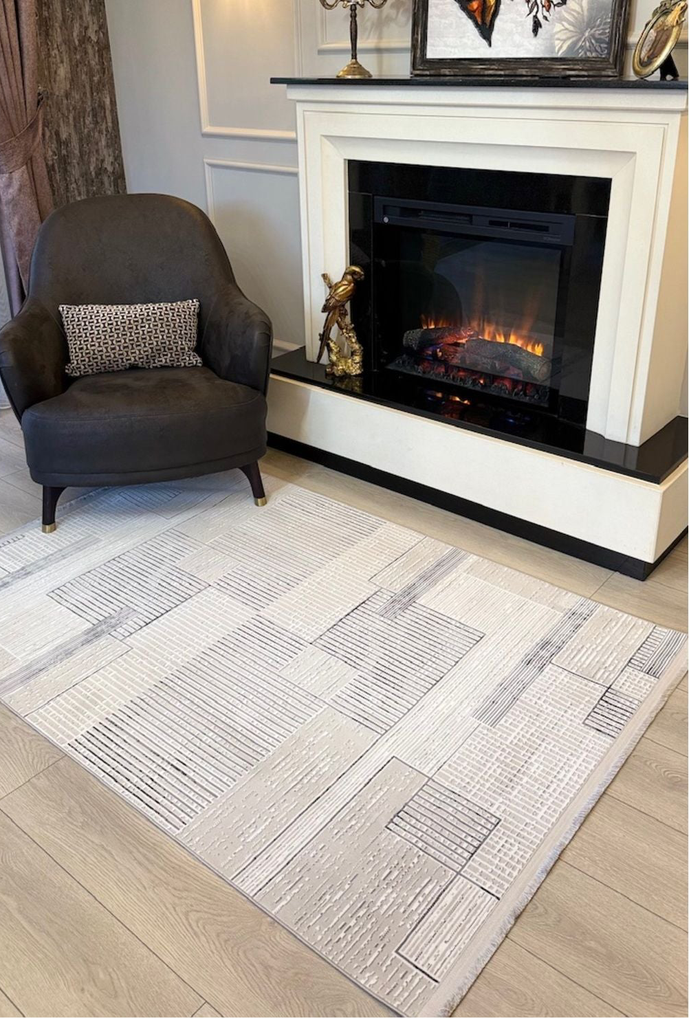 Halı Vagonu Zen Koleksiyonu ZEN06 Gri İnce Yıkanabilir Kaymaz Tabanlı Makine Halısı