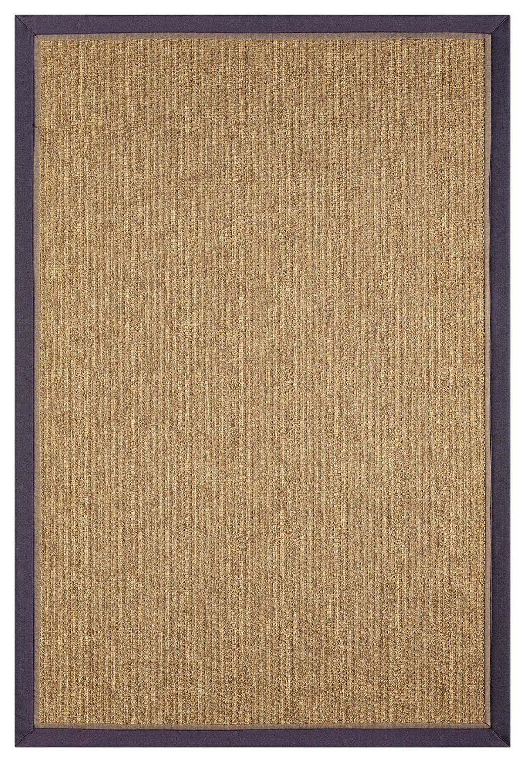 Mor Kahve Çift Renk Kumaş Bordürlü Sisal Halı - El Yapımı, Dayanıklı, Evcil Hayvan Dostu, Modern Tasarım - HVHB18 - HALI VAGONU