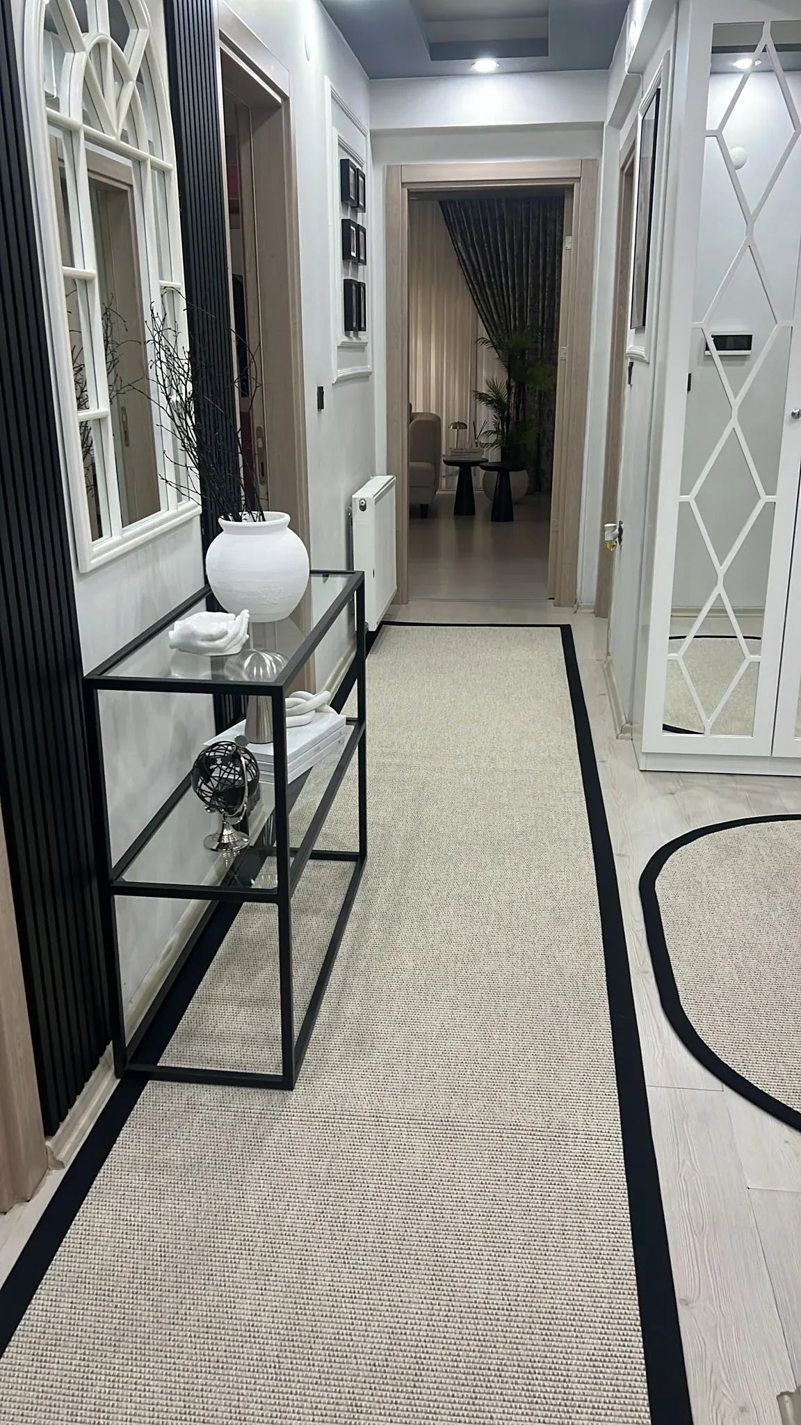 Himalaya Siyah Kumaş Bordürlü 664 Krem Sisal Halı - HVHB22 - HALI VAGONU